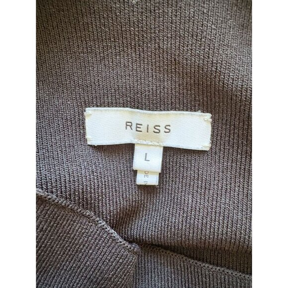 Reiss Miranda Drape Shoulder Top Black Stretch Knit L - Picture 9 of 11